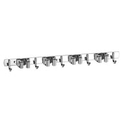 Gray Broom Holder Wall Mount Mop Organizer with 4 Clips And 5 Hooks