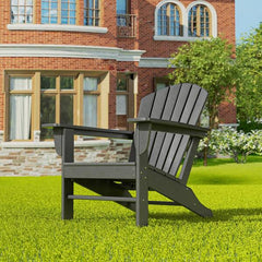 Mason Gray Poly Plastic Outdoor Patio Classic Adirondack Chair, Fire Pit Chair