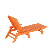 Harlo Orange HDPE All Weather Fade Proof Plastic Reclining Adjustable Backrest Outdoor Patio Chaise Lounge Armchair