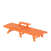 Harlo Orange HDPE All Weather Fade Proof Plastic Reclining Adjustable Backrest Outdoor Patio Chaise Lounge Armchair