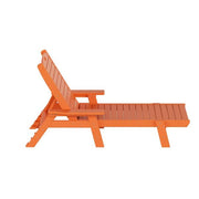 Harlo Orange HDPE All Weather Fade Proof Plastic Reclining Adjustable Backrest Outdoor Patio Chaise Lounge Armchair