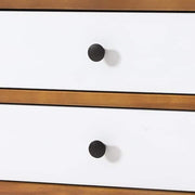 White and Natural Oak - Drawers Acacia Wood Nightstand