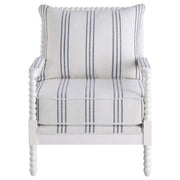 Blanchett Upholstered Accent Chair with Spindle Accent White and Navy