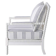 Blanchett Upholstered Accent Chair with Spindle Accent White and Navy