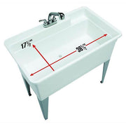 Utilatub Combo 40 in. x 24 in. 33 in. Polypropylene Floor Mount Utility Tub with Pull-Out Faucet in White