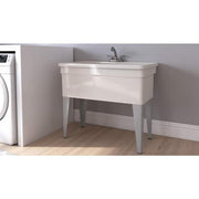 Utilatub Combo 40 in. x 24 in. 33 in. Polypropylene Floor Mount Utility Tub with Pull-Out Faucet in White