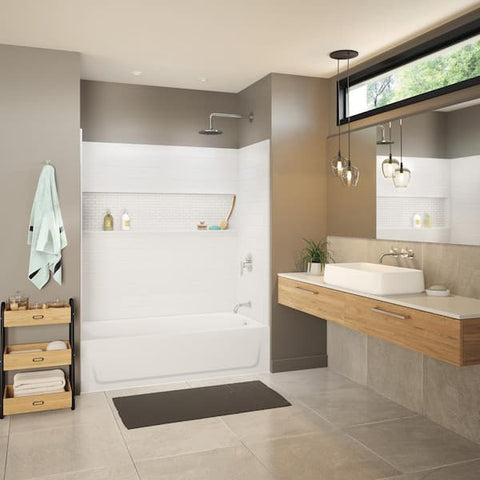 Bootzcast 30 in. x 60 in. x 74.5 in. Standard Fit Alcove Bath and Shower Kit with Right-Hand Drain in White