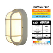White LED Outdoor Bulkhead Light with CCT Color Switchable from 3000K, 4000K, 5000K