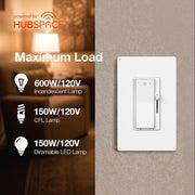 White Smart Paddle Dimmer for CFL, Halogen, Incandescent, LED, 1-Pack Powered by Hubspace