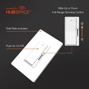 White Smart Paddle Dimmer for CFL, Halogen, Incandescent, LED, 1-Pack Powered by Hubspace