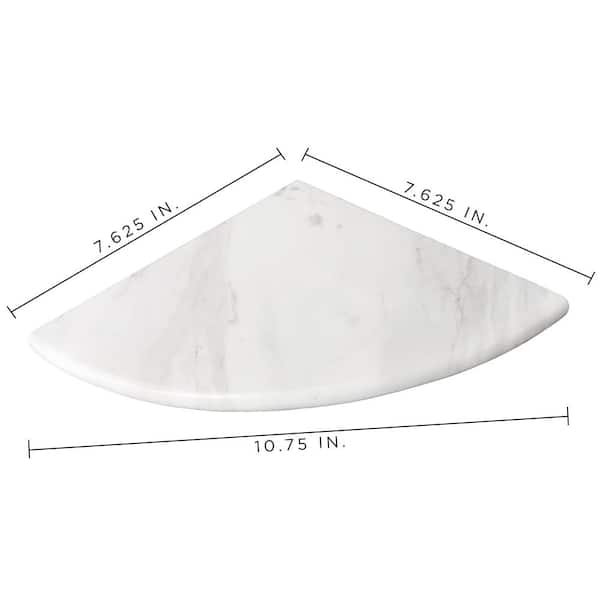 Daybreak White 7.625 in. x 7.625 in. Polished Marble Wall Mount Corner Shelf Tile - Thumbnail 5