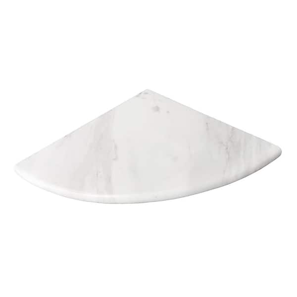Daybreak White 7.625 in. x 7.625 in. Polished Marble Wall Mount Corner Shelf Tile - Thumbnail 2