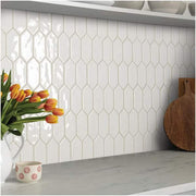 LuxeCraft White 11 in. x 12 in. x 6.35 mm Ceramic Picket Mosaic Wall Tile (0.73 sq. ft./Each)