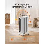 1500-Watt Portable Space Oil Filled with Remote Control, Overheat and Tip-Over Protection