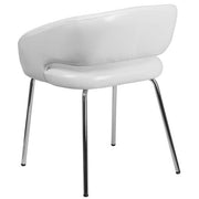 White Fusion Series Leather Soft Upholstered Side Reception Chair, Retro Padded Lounge Chair for Living Room or Office