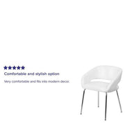 White Fusion Series Leather Soft Upholstered Side Reception Chair, Retro Padded Lounge Chair for Living Room or Office