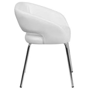 White Fusion Series Leather Soft Upholstered Side Reception Chair, Retro Padded Lounge Chair for Living Room or Office