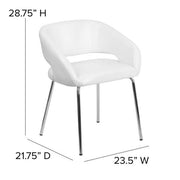 White Fusion Series Leather Soft Upholstered Side Reception Chair, Retro Padded Lounge Chair for Living Room or Office