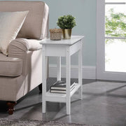 White Narrow End Table with Storage, Flip Top Narrow Side Tables for Small Spaces, Slim End Table with Storage Shelf