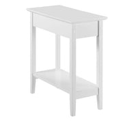 White Narrow End Table with Storage, Flip Top Narrow Side Tables for Small Spaces, Slim End Table with Storage Shelf
