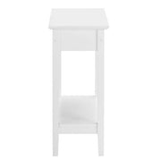 White Narrow End Table with Storage, Flip Top Narrow Side Tables for Small Spaces, Slim End Table with Storage Shelf