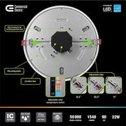 Flexinstall LED 14 in. White Disklight Recessed Ceiling Light for Home with 5CCT + DuoBright Dimming