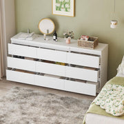 9-Drawer Retractable Dresser Bedroom Storage Organizer with Rotatable Table