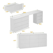 9-Drawer Retractable Dresser Bedroom Storage Organizer with Rotatable Table