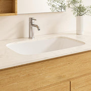 22 in. Ceramic Rectangular Undermount Bathroom Sink in White with Overflow Drain
