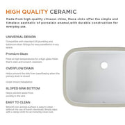22 in. Ceramic Rectangular Undermount Bathroom Sink in White with Overflow Drain