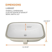 22 in. Ceramic Rectangular Undermount Bathroom Sink in White with Overflow Drain