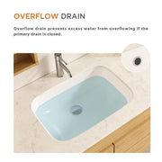 22 in. Ceramic Rectangular Undermount Bathroom Sink in White with Overflow Drain