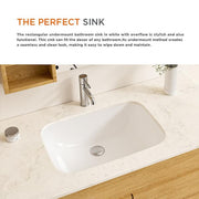 22 in. Ceramic Rectangular Undermount Bathroom Sink in White with Overflow Drain