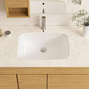 22 in. Ceramic Rectangular Undermount Bathroom Sink in White with Overflow Drain
