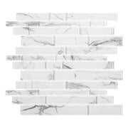 Hampton Cove White 11.625 in. x 11.625 in. Interlocking Glossy Glass Mosaic Tile (0.938 sq. ft./Each)
