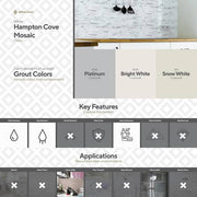 Hampton Cove White 11.625 in. x 11.625 in. Interlocking Glossy Glass Mosaic Tile (0.938 sq. ft./Each)