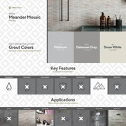 Meander White/Grey 10.625 in. x 12 in. Interlocking Honed Marble Wall and Floor Mosaic Tile (0.885 sq. ft./Each)