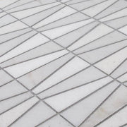 Meander White/Grey 10.625 in. x 12 in. Interlocking Honed Marble Wall and Floor Mosaic Tile (0.885 sq. ft./Each)