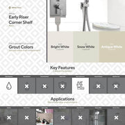 Early Riser White 7.5 in. x 7.5 in. Matte Resin Wall Mount Corner Shelf Tile