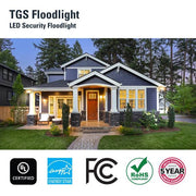 TGS 27-Watt, White, Motion Activated, Outdoor Integrated LED Flood Light with Round Triple Head, 4000K, 3000 Lumens