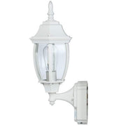Alexandria 17.3 in. 1-Light Farmhouse Matte White Motion Sensing, Dusk-to-Dawn, Outdoor Wall Light Lantern Sconce