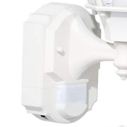 Alexandria 17.3 in. 1-Light Farmhouse Matte White Motion Sensing, Dusk-to-Dawn, Outdoor Wall Light Lantern Sconce