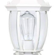 Alexandria 17.3 in. 1-Light Farmhouse Matte White Motion Sensing, Dusk-to-Dawn, Outdoor Wall Light Lantern Sconce