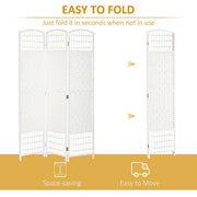 3-Panel Room Divider, 5.6 ft. Tall Folding Privacy Screen, Wave Fiber Freestanding Partition Wall Divider, White