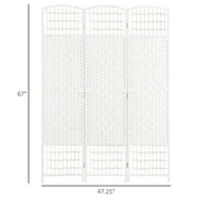 3-Panel Room Divider, 5.6 ft. Tall Folding Privacy Screen, Wave Fiber Freestanding Partition Wall Divider, White