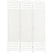 3-Panel Room Divider, 5.6 ft. Tall Folding Privacy Screen, Wave Fiber Freestanding Partition Wall Divider, White