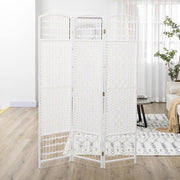 3-Panel Room Divider, 5.6 ft. Tall Folding Privacy Screen, Wave Fiber Freestanding Partition Wall Divider, White