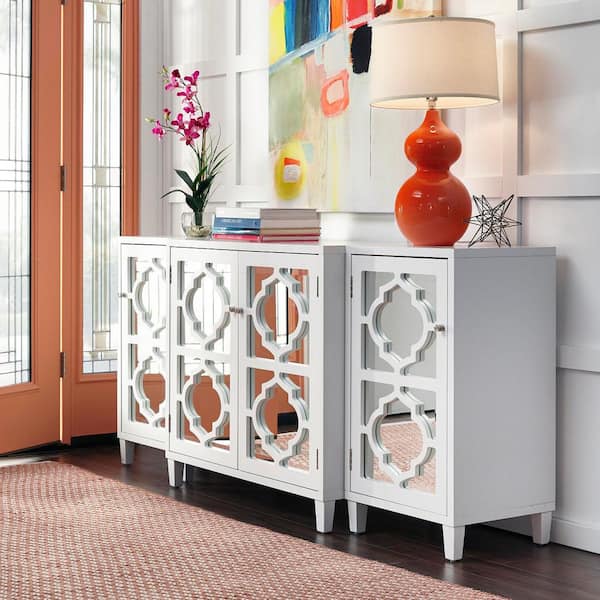 Reflections White Mirrored Console Table - Thumbnail 4