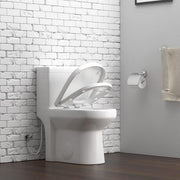 1-piece 0.8/1.28 GPF Dual Flush Round Toilet in White with Durable UF Seat Included