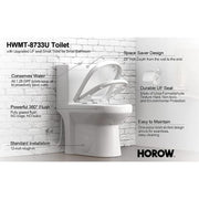 1-piece 0.8/1.28 GPF Dual Flush Round Toilet in White with Durable UF Seat Included